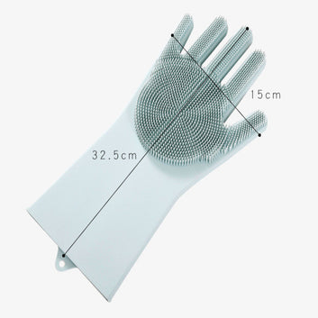 Silicone Gloves with Wash Scrubber, Heat Resistant, for Cleaning, Household, Dish Washing