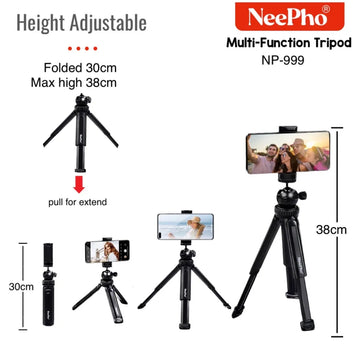 Nepho NP-999 Tripod & Extendable Selfie Stick – Portable Photography Stand.